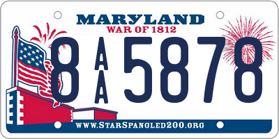 MD license plate 8AA5878