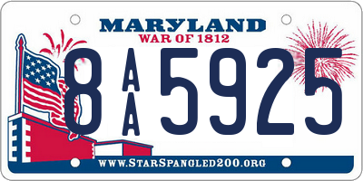 MD license plate 8AA5925