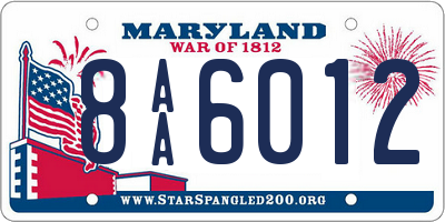 MD license plate 8AA6012