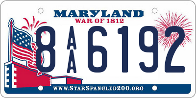 MD license plate 8AA6192