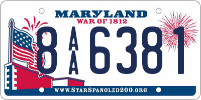 MD license plate 8AA6381
