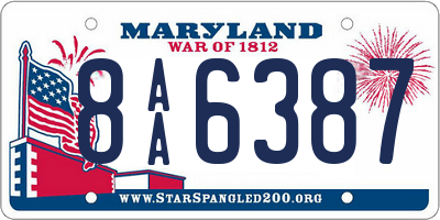 MD license plate 8AA6387