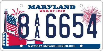 MD license plate 8AA6654