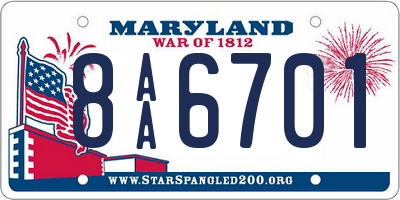MD license plate 8AA6701