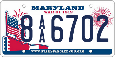 MD license plate 8AA6702