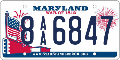 MD license plate 8AA6847