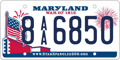 MD license plate 8AA6850