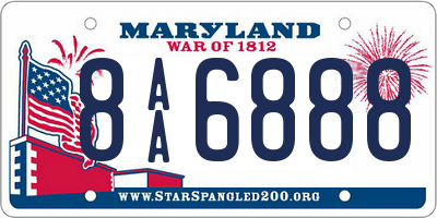 MD license plate 8AA6888