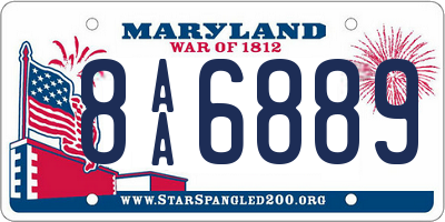 MD license plate 8AA6889