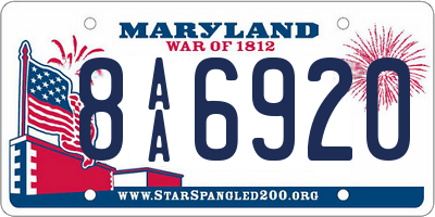 MD license plate 8AA6920