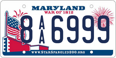 MD license plate 8AA6999