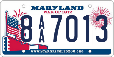 MD license plate 8AA7013