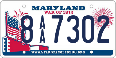 MD license plate 8AA7302