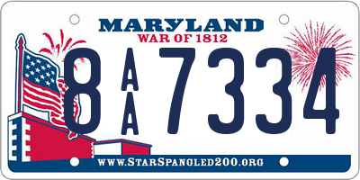 MD license plate 8AA7334