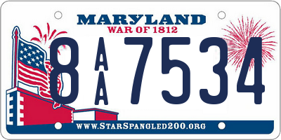MD license plate 8AA7534
