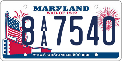 MD license plate 8AA7540
