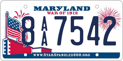 MD license plate 8AA7542