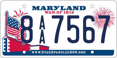 MD license plate 8AA7567