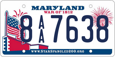 MD license plate 8AA7638