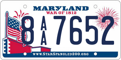 MD license plate 8AA7652