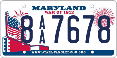 MD license plate 8AA7678