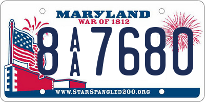 MD license plate 8AA7680