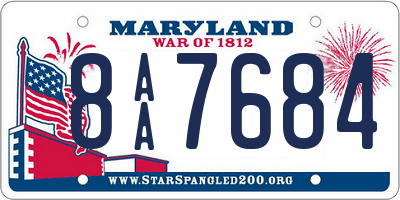 MD license plate 8AA7684