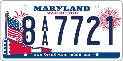 MD license plate 8AA7721