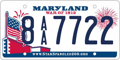 MD license plate 8AA7722