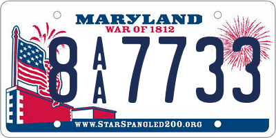 MD license plate 8AA7733