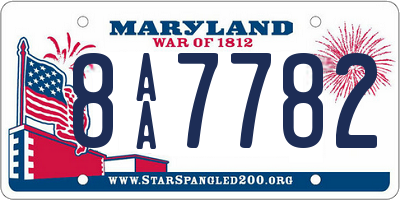 MD license plate 8AA7782