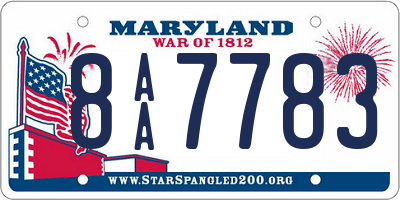 MD license plate 8AA7783