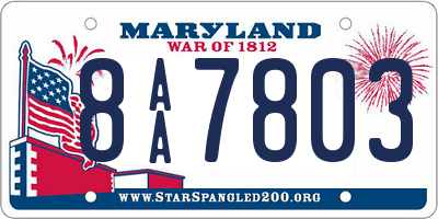 MD license plate 8AA7803