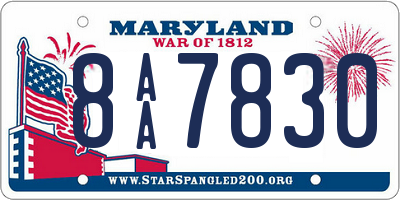 MD license plate 8AA7830