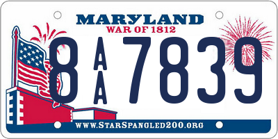 MD license plate 8AA7839