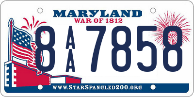 MD license plate 8AA7858