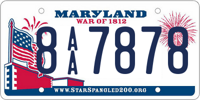 MD license plate 8AA7878