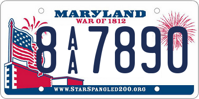 MD license plate 8AA7890
