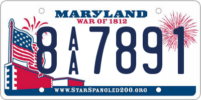 MD license plate 8AA7891