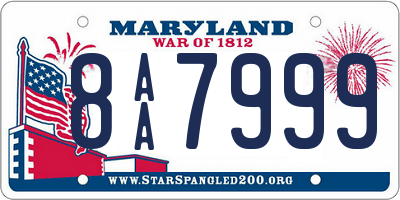 MD license plate 8AA7999