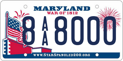 MD license plate 8AA8000