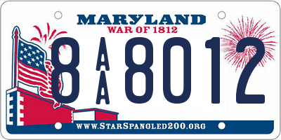 MD license plate 8AA8012