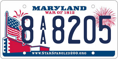 MD license plate 8AA8205