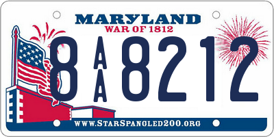 MD license plate 8AA8212