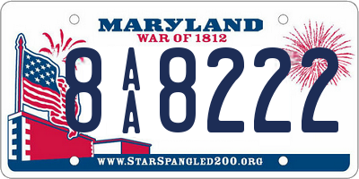 MD license plate 8AA8222