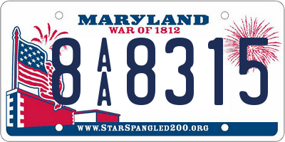 MD license plate 8AA8315