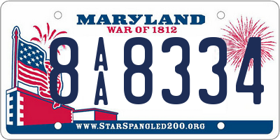 MD license plate 8AA8334