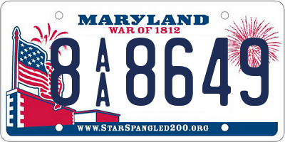 MD license plate 8AA8649