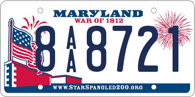 MD license plate 8AA8721