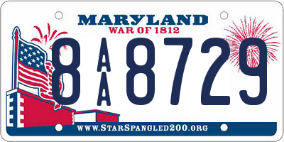 MD license plate 8AA8729